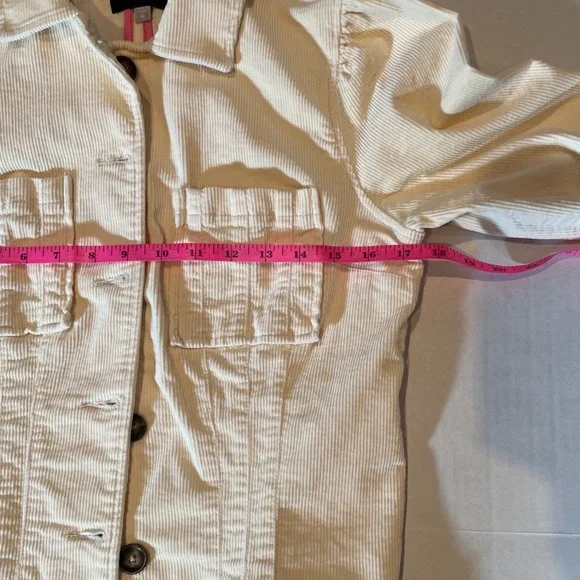 Kut From The Kloth Cream Corduroy Button Up Jacket Women Size M layering piece - Picture 4 of 7